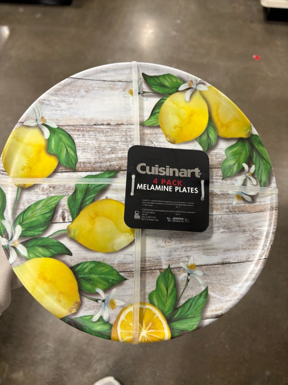 Cuisinart Yellow Lemon Melamine Plates with Green Leaves (4-Pack)